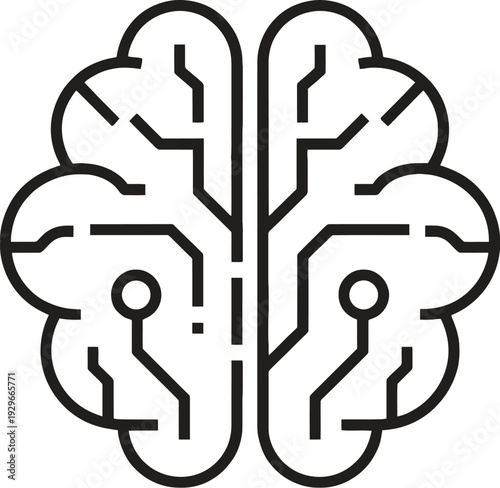 Illustration of interconnected brain hemispheres symbolizing cognitive connection and thought process Vector