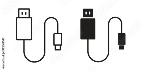 USB cable icons collection glyph and mixed vector Illustrations