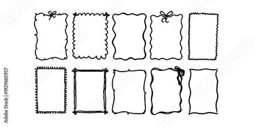 Collection of hand-drawn decorative frames and borders, doodle style for scrapbooking