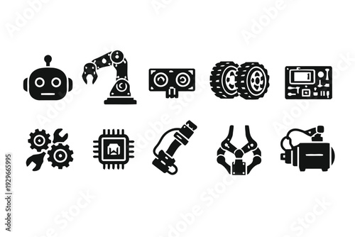 Collection of industrial and robotic technology icons