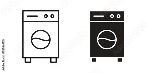 Washing machine icons collection glyph and mixed vector Illustrations