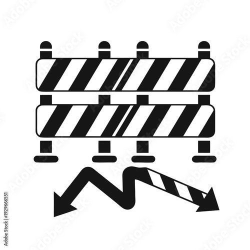 A black and white image of road block