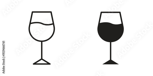 Wine glass icons collection glyph and mixed vector Illustrations