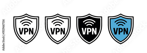 VPN Shield Icons in Various Colors for Secure Network Protection and Privacy