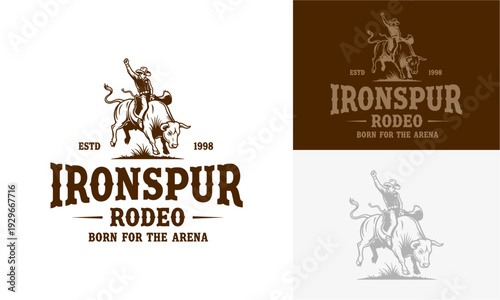 Rodeo rider on horseback in action, rodeo arena, western event, cowboy illustration, rodeo competition