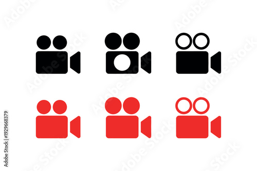 Camera icons in black and red