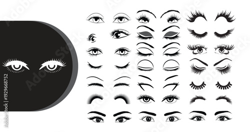 Collection of detailed eye illustrations for creative design projects