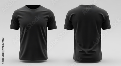 Black t shirt mockup front and back view  blank short sleeve tee