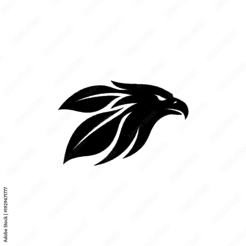 Obraz premium Minimalist Eagle Head Line Art Graphic on Solid Black Background