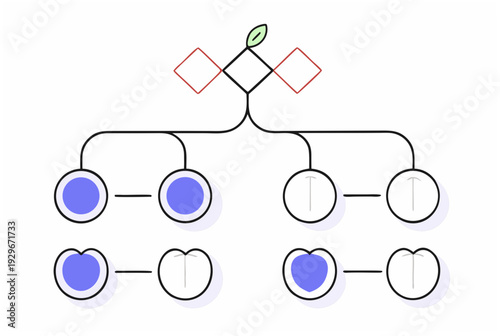 Decision trace ai agent concept showing branching choices and outcomes. Hierarchical structure representing an ai decision-making process. Vector illustration.
