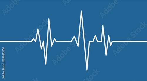 White heartbeat line on blue background representing medical health and vital signs monitoring