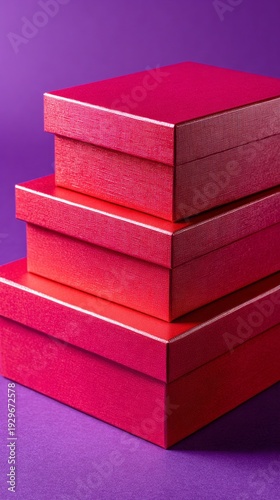 Three red boxes stacked on top of each other