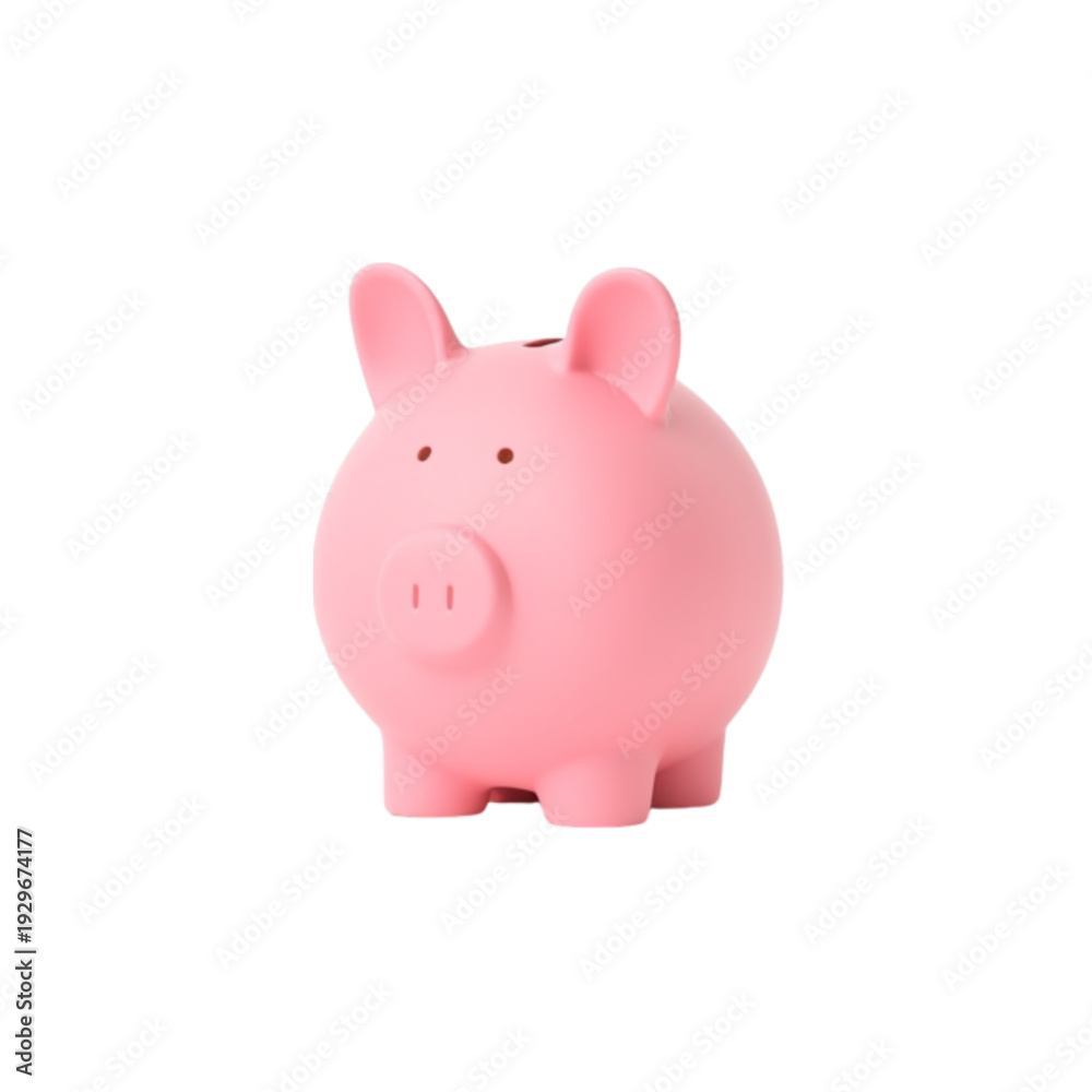 Fototapeta premium Pink piggy bank isolated on white, a classic symbol of financial savings, future investments, and economic growth. Represents personal finance, budgeting, and wealth accumulation