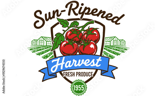 Sun-Ripened Harvest: Fresh farmers market design. Sweet summer vibes artwork. Tomatoes club.