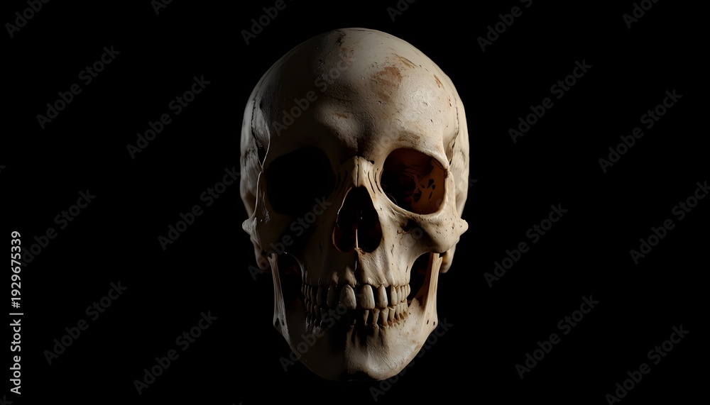 Obraz premium A human skull is shown against a dark background