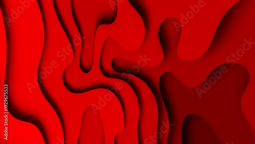 Wallpaper Mural ​Modern background illustration with multiple overlapping red paper cut layers and curved organic shapes for creative design Torontodigital.ca