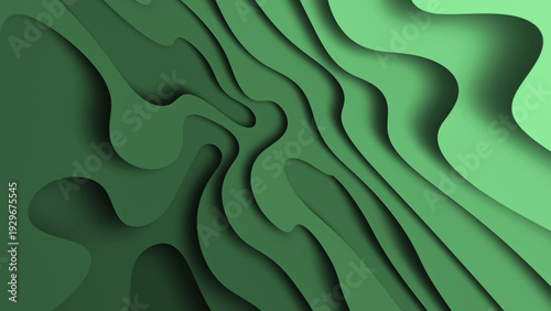Wallpaper Mural Modern background illustration with multiple overlapping green paper cut layers and curved organic shapes for creative design Torontodigital.ca
