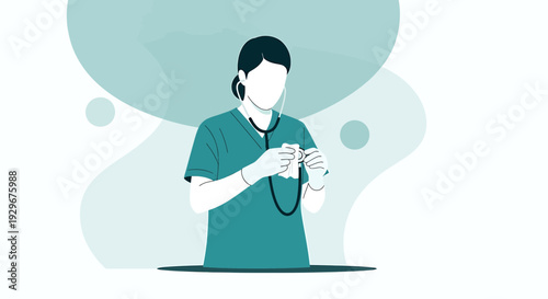Doctor with Stethoscope - Healthcare, Medical Professional, Clinical Illustration