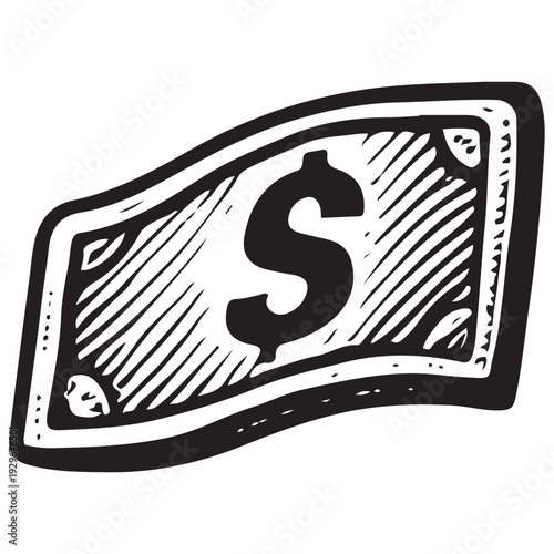 Vintage Paper Money Banknote Engraving Illustration Cash Payment Finance Banking