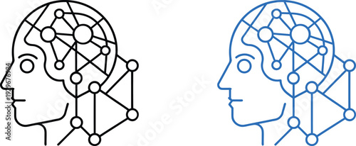 Artificial Intelligence Neural Network Expanding From Human Head Icon