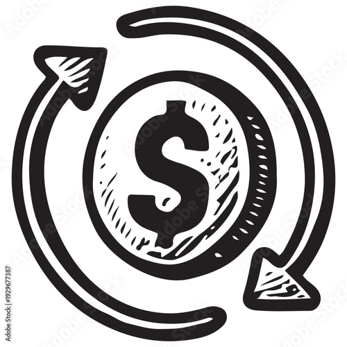 Vintage Money Transfer Icon Engraving Illustration Digital Payment Transaction Finance