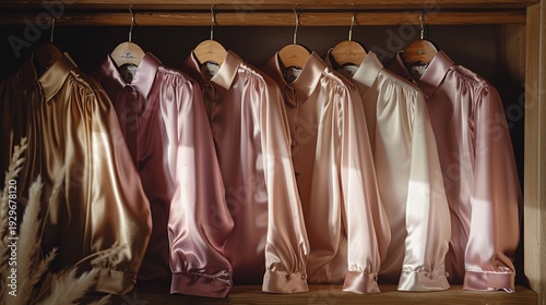 A photo of silk blouses neatly arranged