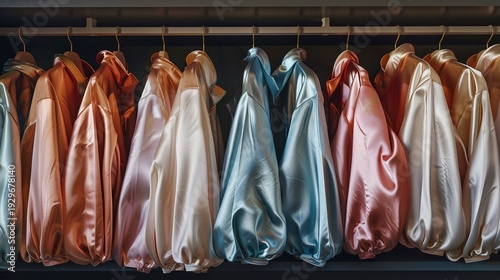 A photo of silk blouses neatly arranged