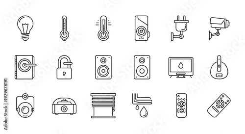 Extensive smart home device and IoT icon collection on an isolated white background.