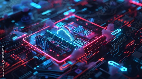 A photo of smart tech device connected to the cloud.