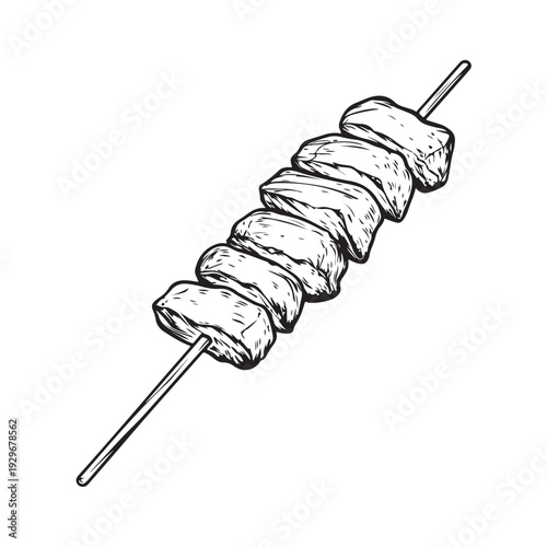 Shish kebab skewer icon silhouette  