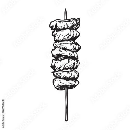 Shish kebab skewer icon silhouette  