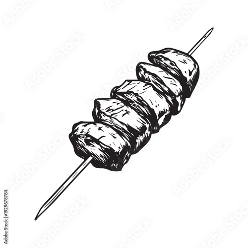 Shish kebab skewer icon silhouette  