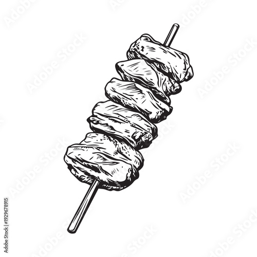Shish kebab skewer icon silhouette  