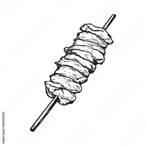 Shish kebab skewer icon silhouette  