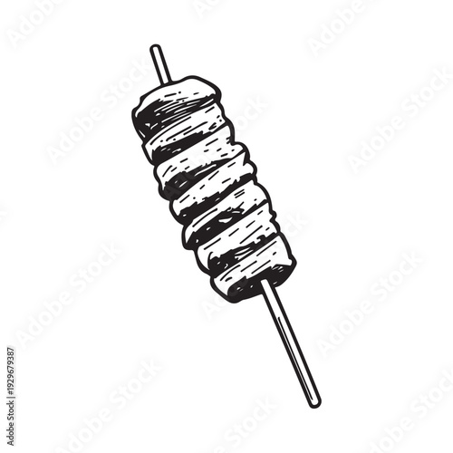Shish kebab skewer icon silhouette  