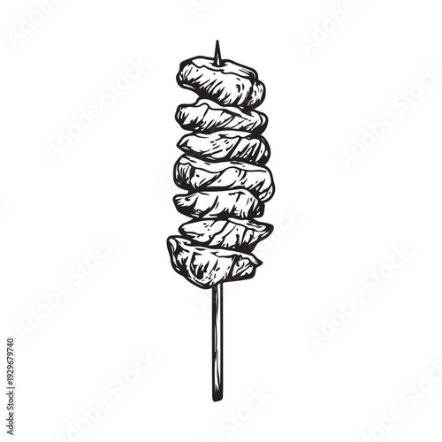 Shish kebab skewer icon silhouette  