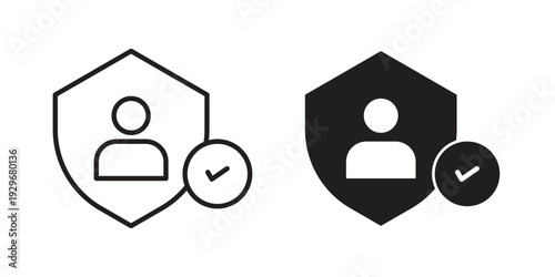 Authentication icons vector glyph and thin line. Black icons
