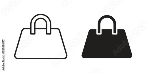 Bag icons vector glyph and thin line. Black icons