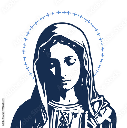 stylized silhouette of virgin marie face (artwork 3)