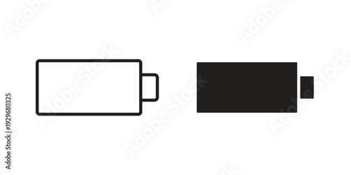 Battery icons vector glyph and thin line. Black icons