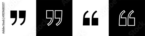 Quotation Mark Icon Set for Literature Blog Journalism and Testimonial User Interface Design
