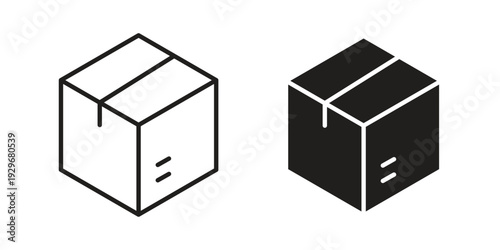 Box icons vector glyph and thin line. Black icons