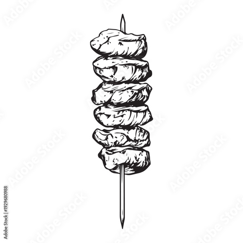 Shish kebab skewer icon silhouette  
