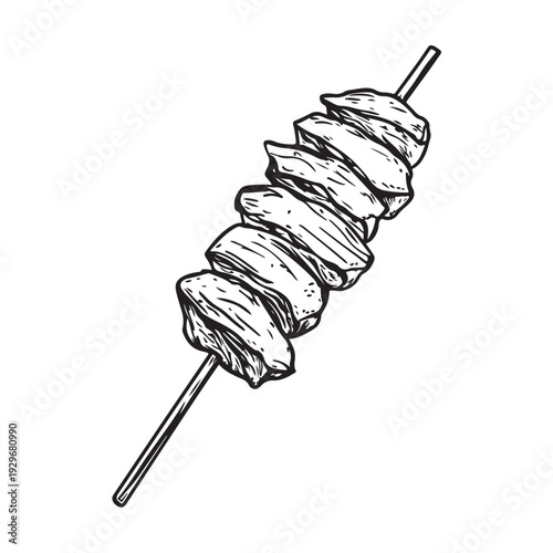 Shish kebab skewer icon silhouette  