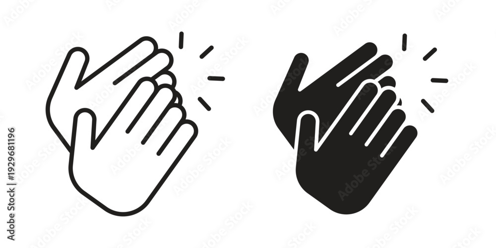Fototapeta premium Clap icons vector glyph and thin line. Black icons