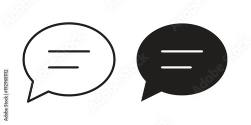 Chat icons vector glyph and thin line. Black icons