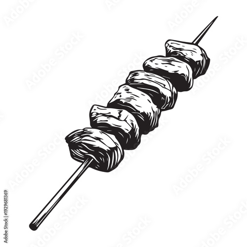 Shish kebab skewer icon silhouette  