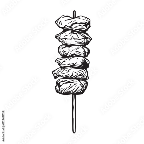 Shish kebab skewer icon silhouette  