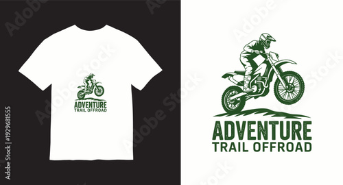 Adventure trail offroad motocross t-shirt design extreme sport vintage illustration