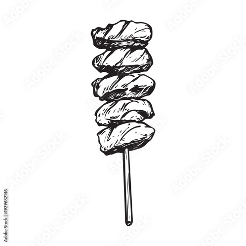 Shish kebab skewer icon silhouette  